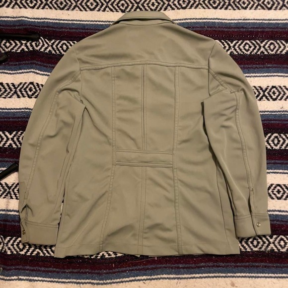 VTG 70s Lee MR button up pearl snap western style olive green shirt jacket L USA - Picture 2 of 6